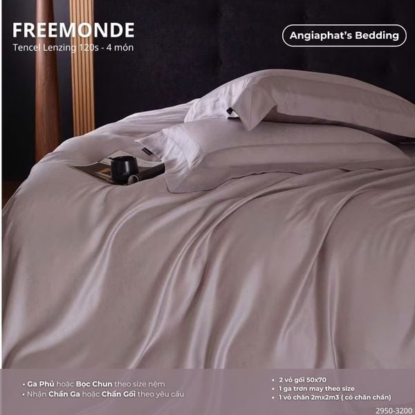  Set Chăn Ga Tencel 120s Freemonce Dệt Vân Chìm - Màu 4 