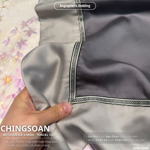  Set Chăn Ga Tencel 120s Chingsuan Viền - Màu 4 
