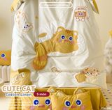  Bộ Chăn Ga Cotton Linen Kids / Cho Bé - Cute Cat 
