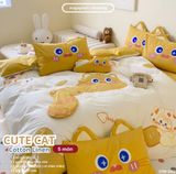  Bộ Chăn Ga Cotton Linen Kids / Cho Bé - Cute Cat 