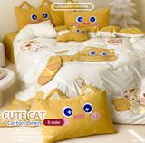  Bộ Chăn Ga Cotton Linen Kids / Cho Bé - Cute Cat 