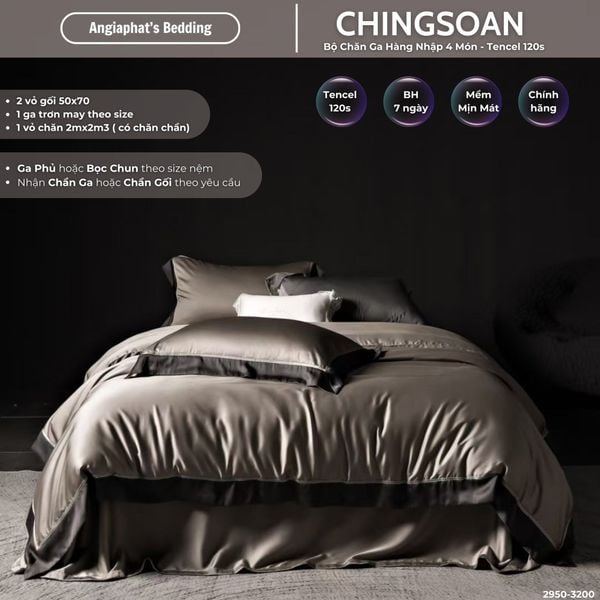  Set Chăn Ga Tencel 120s Chingsuan Viền - Màu 4 
