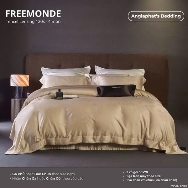  Set Chăn Ga Tencel 120s Freemonce Dệt Vân Chìm - Màu 6 