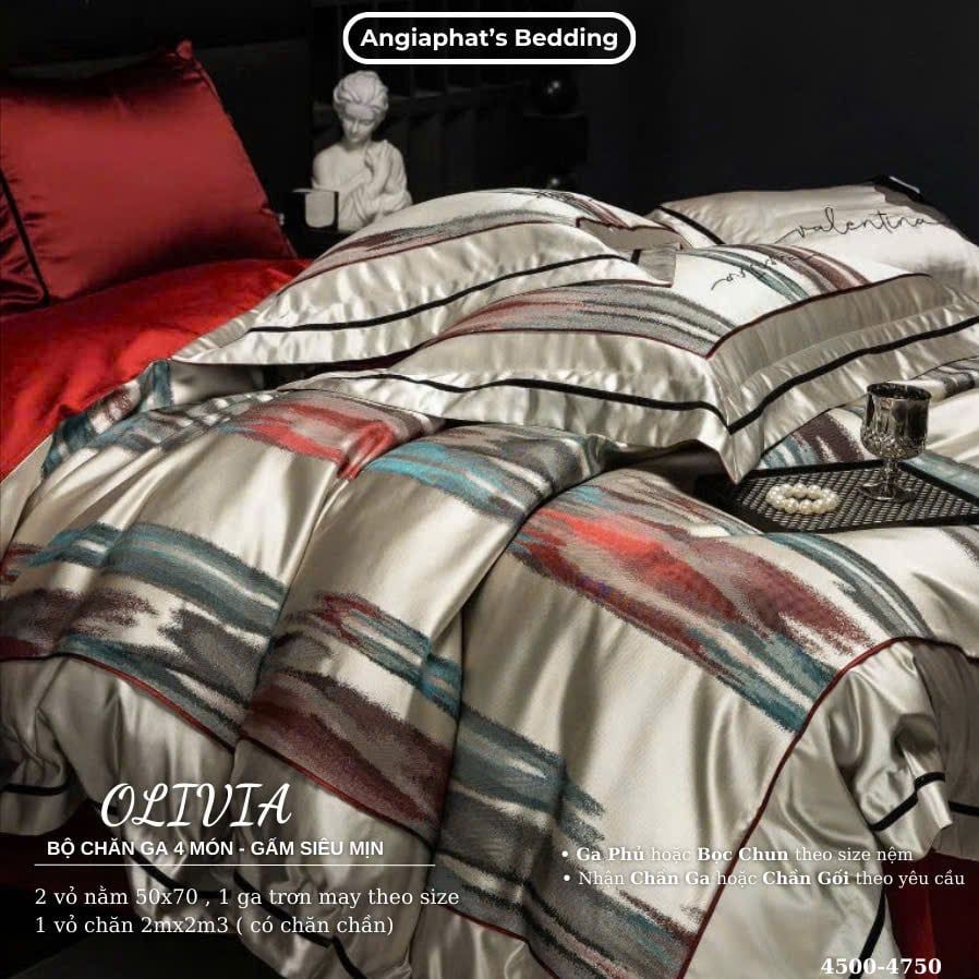  Set Chăn Ga Luxury - Gấm Siêu Mịn - Đỏ 