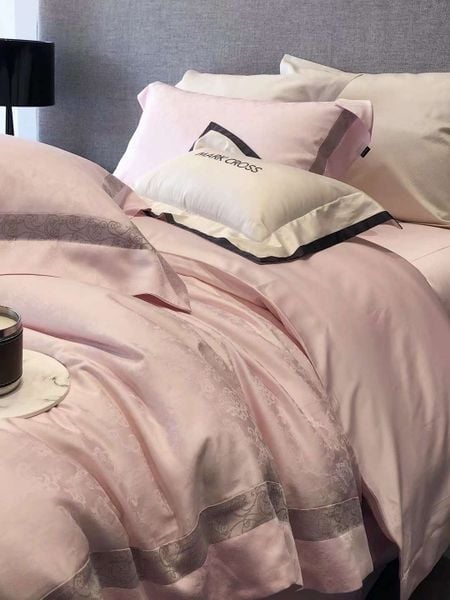  Set Chăn Ga Tencel 120s Markcross Dệt Vân Chìm  - Màu Hồng 