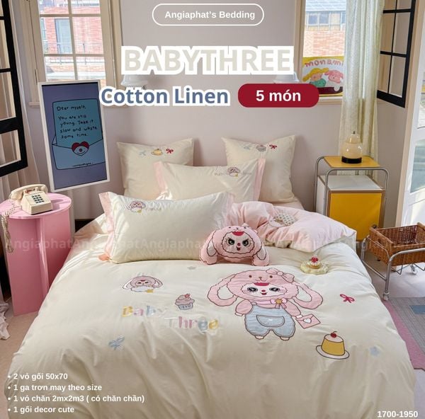  Bộ Chăn Ga Cotton Linen Kids / Cho Bé - BabyTree 
