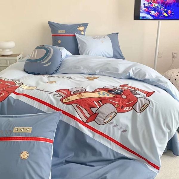  Bộ Chăn Ga Cotton Linen Kids - MÁY BAY 