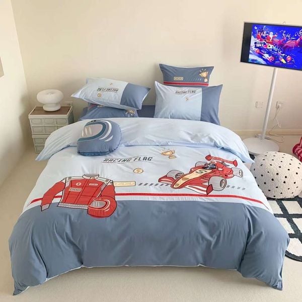  Bộ Chăn Ga Cotton Linen Kids - MÁY BAY 