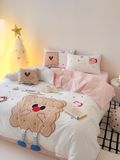  Bộ Chăn Ga Cotton Linen Kids - SANDWICH HỒNG 