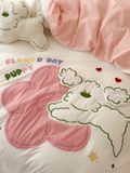  Bộ Chăn Ga Cotton Linen Kids - CHÓ XÙ HỒNG 