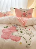  Bộ Chăn Ga Cotton Linen Kids - CHÓ XÙ HỒNG 