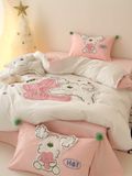  Bộ Chăn Ga Cotton Linen Kids - CHÓ XÙ HỒNG 
