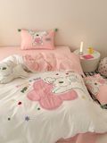  Bộ Chăn Ga Cotton Linen Kids - CHÓ XÙ HỒNG 