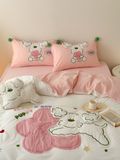  Bộ Chăn Ga Cotton Linen Kids - CHÓ XÙ HỒNG 