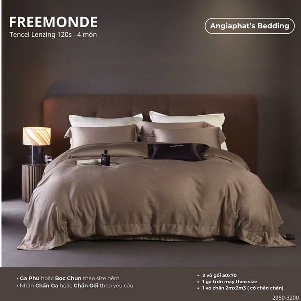  Set Chăn Ga Tencel 120s Freemonce Dệt Vân Chìm - Màu 7 