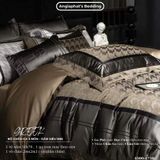  Set Chăn Ga Luxury - Gấm Siêu Mịn - B NÂU 