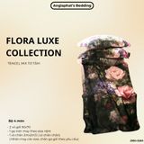  Set Chăn Ga Tencel Tơ Tằm COLOGNE - Hoa To Đen Hồng 
