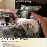  Set Chăn Ga Tencel Tơ Tằm COLOGNE - Hoa To Đen Hồng 