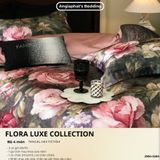  Set Chăn Ga Tencel Tơ Tằm COLOGNE - Hoa To Đen Hồng 