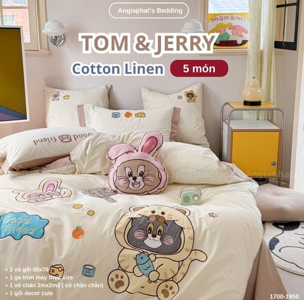  Bộ Chăn Ga Cotton Linen Kids / Cho Bé - Tom&Jerry 