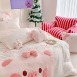  Bộ Chăn Ga Cotton Linen Kids - Heo Hồng 