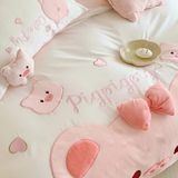  Bộ Chăn Ga Cotton Linen Kids - Heo Hồng 