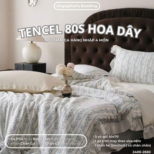  Set Chăn Ga Tencel 80S - HOA DÂY 