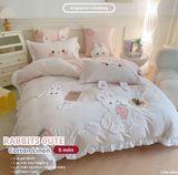  Bộ Chăn Ga Cotton Linen Kids / Cho Bé - Thỏ Dâu Tây 