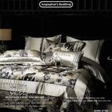 Set Chăn Ga Luxury - Gấm Siêu Mịn - HOA NÂU 