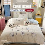  Bộ Chăn Ga Cotton Linen Kids / Cho Bé - Cute Dogs 