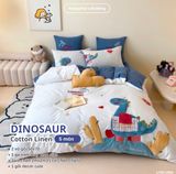  Bộ Chăn Ga Cotton Linen Kids / Cho Bé - Khủng Long 