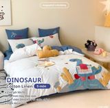  Bộ Chăn Ga Cotton Linen Kids / Cho Bé - Khủng Long 