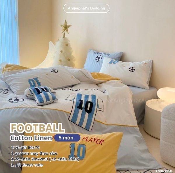 Bộ Chăn Ga Cotton Linen Kids / Cho Bé - Bóng Đá Messi 