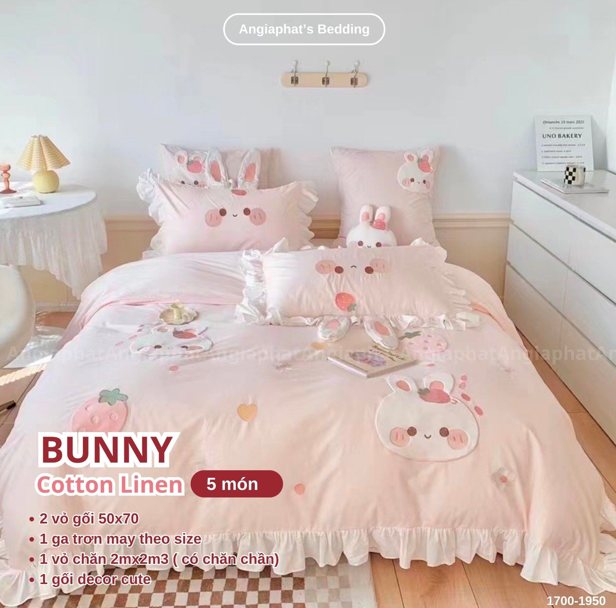  Bộ Chăn Ga Cotton Linen Kids / Cho Bé - Thỏ Xinh 