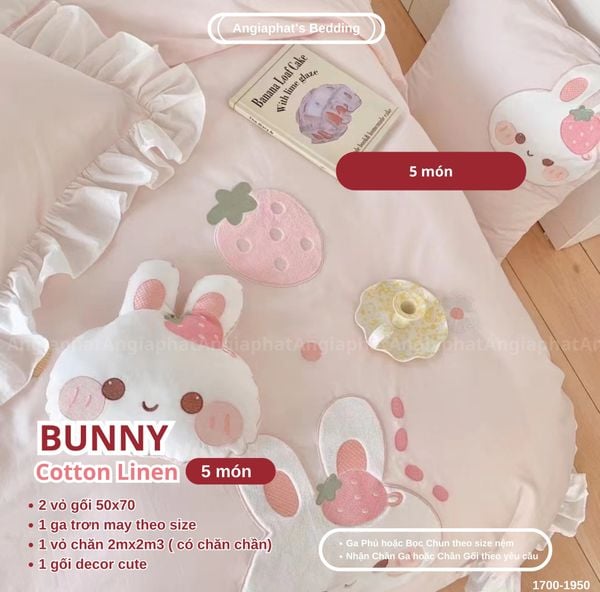  Bộ Chăn Ga Cotton Linen Kids / Cho Bé - Thỏ Xinh 