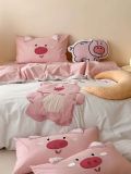  Bộ Chăn Ga Cotton Linen Kids - HEO HỒNG 