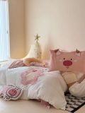  Bộ Chăn Ga Cotton Linen Kids - HEO HỒNG 