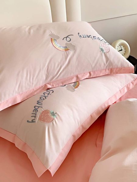  Bộ Chăn Ga Cotton Linen Kids - Cầu Vồng Hồng 