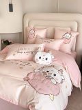  Bộ Chăn Ga Cotton Linen Kids - Kì Lân Hồng 