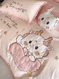 Bộ Chăn Ga Cotton Linen Kids - Kì Lân Hồng 