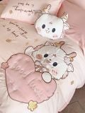  Bộ Chăn Ga Cotton Linen Kids - Kì Lân Hồng 