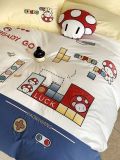  Bộ Chăn Ga Cotton Linen Kids - Mario Xanh Vàng 