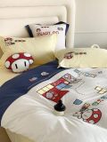  Bộ Chăn Ga Cotton Linen Kids - Mario Xanh Vàng 