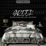  Set Chăn Ga Luxury - Gấm Siêu Mịn - HOA XANH 