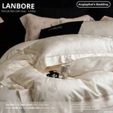  Set Chăn Ga Tencel 80s Dệt Hoa - Lanbore Tulip Kem 
