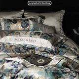  Set Chăn Ga Luxury - Gấm Siêu Mịn - HOA XANH 
