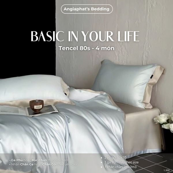  Set Chăn Ga Tencel 80S - BASIC IN YOUR LIFFE - Màu 3 