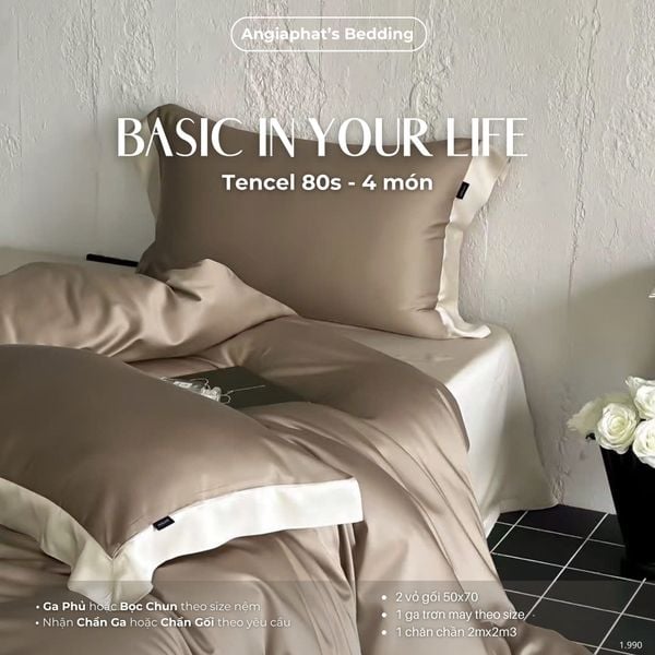  Set Chăn Ga Tencel 80S - BASIC IN YOUR LIFFE - Màu 4 