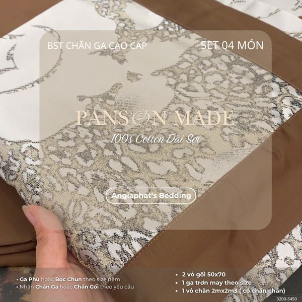  Set Chăn Ga Gấm Dệt Tơ Tằm mix Cotton Úc - PANSON MAZE - Màu 4 