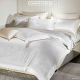  Set Chăn Ga GẤM TƠ TẰM - COLOGNE - MÀU TRẮNG 